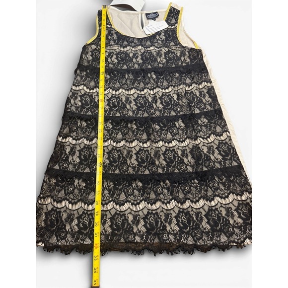 NWT Y2K ANGIE Women Black Ivory Lace Tiered Sleeveless Dress Boho Size S - Picture 8 of 12